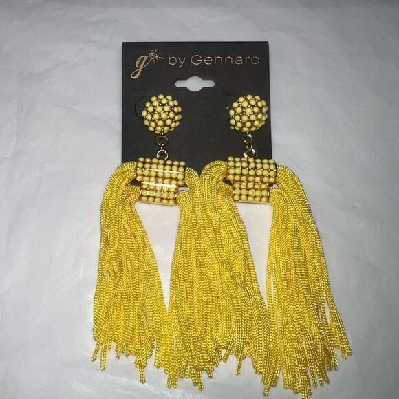 G by Gennaro Boho Bright Yellow Tassel Earrings - Picture 2 of 6